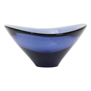 Handcrafted Blue Glass Fruit Bowl by Per Lütken for Holmegaard, 1960s For Sale