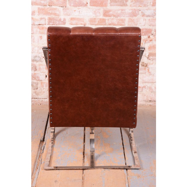 Brown Bauhaus Armchair in Leather, Nickel, Steel, Oak, and Lacquer, Czech, 1920s For Sale - Image 8 of 11