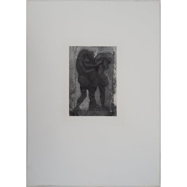Auguste Rodin (1840-1917) (after) Warriors Heliogravure reworked with drypoint and enhanced with watercolor On wove paper,...