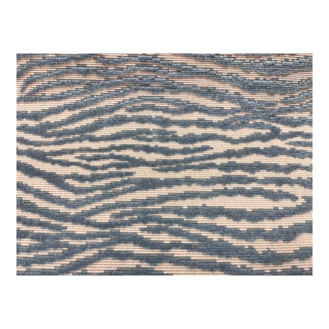 1.9 Yard Cowtan & Tour Sargasso Blue Abstract Cut Velvet Upholstery Fabric For Sale