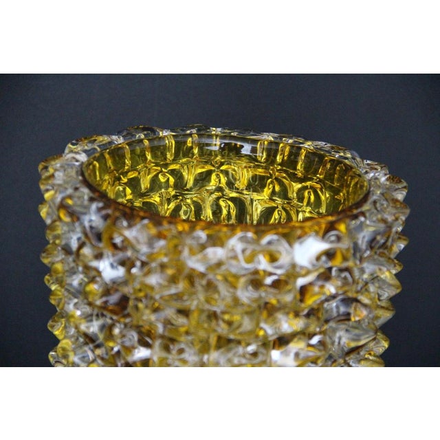 Murano Glass Vase in Orange-Amber Color Decorated with Rostrato Points in the style of Barovier, 2000 For Sale - Image 3 of 11
