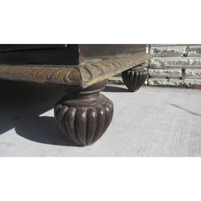 Wood Anglo Indian Cupboard Linen Press Rosewood Carved Painted Detail 19th Century For Sale - Image 7 of 10