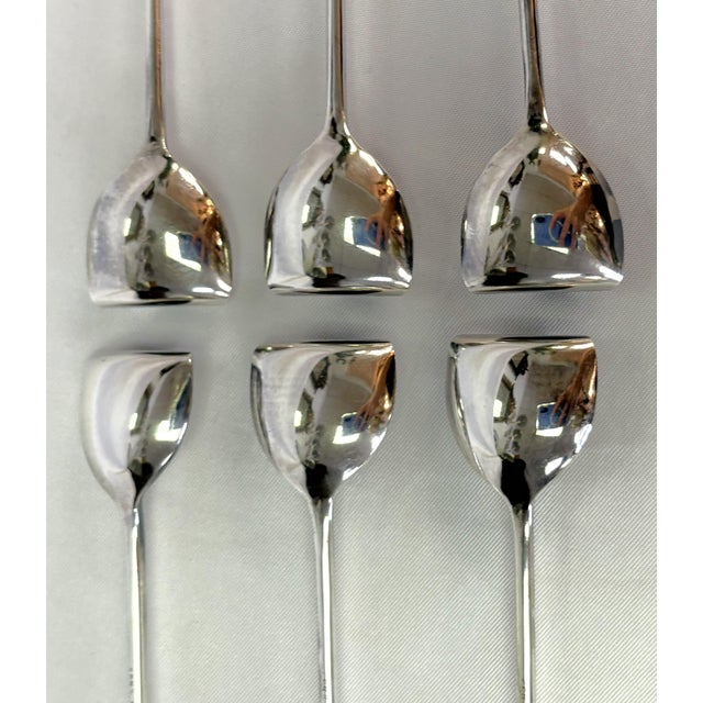 1920's Art Deco Silverplate Cocktail Muddling Spoons Made in England- Set of 6 in Box For Sale - Image 13 of 18