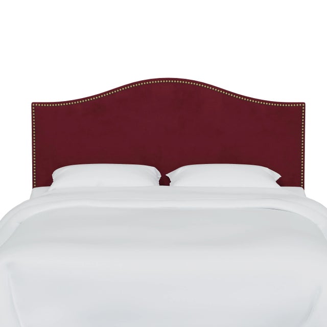 Transitional Ashland Headboard in Berry Classic Velvet, California King For Sale - Image 3 of 6