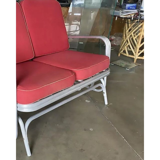 Aluminum Patio/Outdoor Sled Base Rocking Slinder Loveseat Sofa For Sale - Image 4 of 5