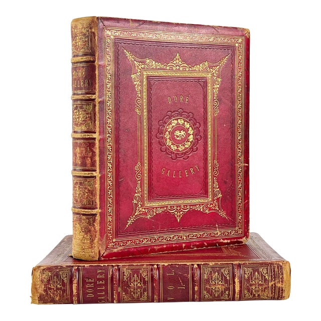 Rare Two Oversized Volume Set, the Doré Gallery: 250 Beautiful Engravings, Vol. I & II Gustave Doré c.1870 For Sale