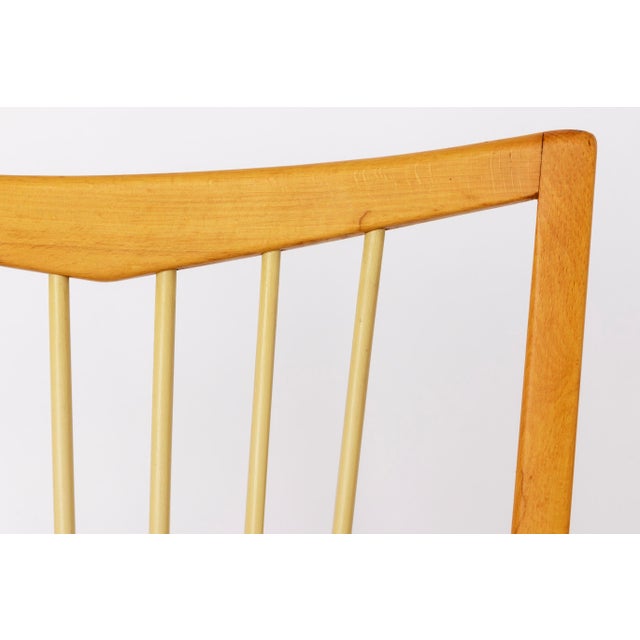 Set of Mid-Century Modern German Chairs in Beech Wood & Fresh Green Upholstery, German, 1950s, Set of 2 For Sale - Image 9 of 11
