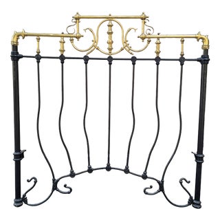 Art Nouveau Style Wrought Iron Bed Headboard, Spain, 1930s For Sale