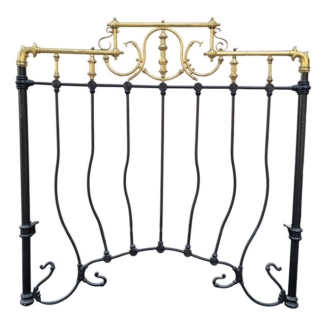 Art Nouveau Style Wrought Iron Bed Headboard, Spain, 1930s For Sale