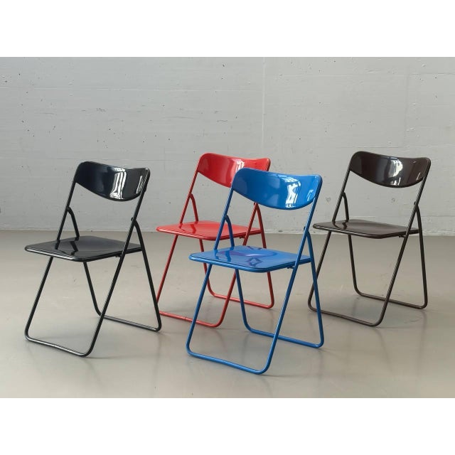 Metal Vintage Ted Folding Chairs by Niels Gammelgaard for Ikea, 1970s, Set of 4 For Sale - Image 7 of 18