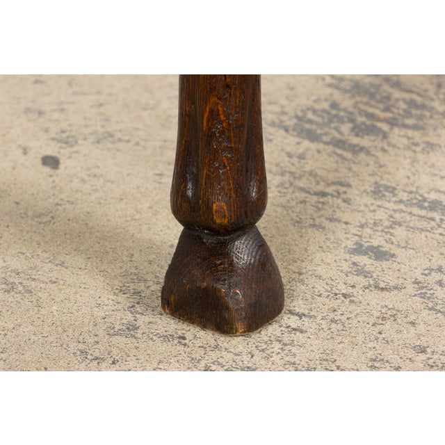 Antique French Louis XV Style Oak Dining Chairs W/ Brown Leather - Set of 8 For Sale - Image 12 of 18