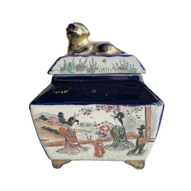 Ceramic Antique Japanese Meiji Satsuma Porcelain Koro Incense Burner With Shishi For Sale - Image 7 of 7
