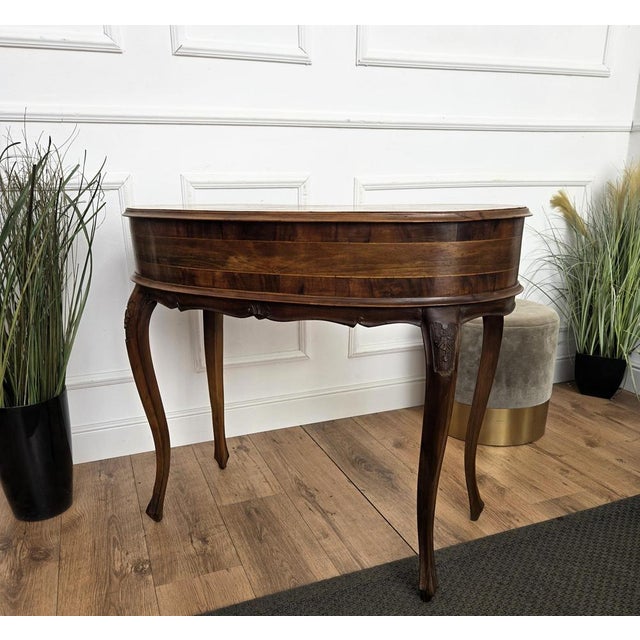 Vintage Italian Kidney Shaped Desk in Walnut, 1940s For Sale - Image 6 of 10