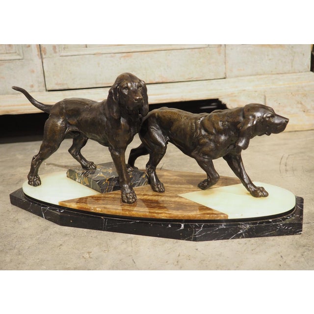 A French 1930s Hunting Dog Group on Marble Base For Sale - Image 18 of 18