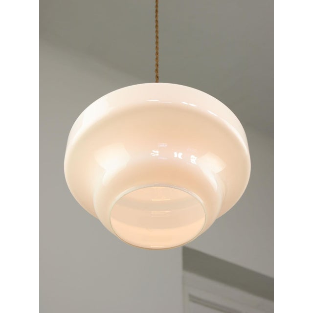 Mid-Century Italian Opaline and Brass Pendant Lamp For Sale - Image 13 of 18