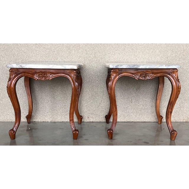 Early 20th Century Louis XV Style Set of Two Coffee Table with Marble-Top For Sale - Image 16 of 18
