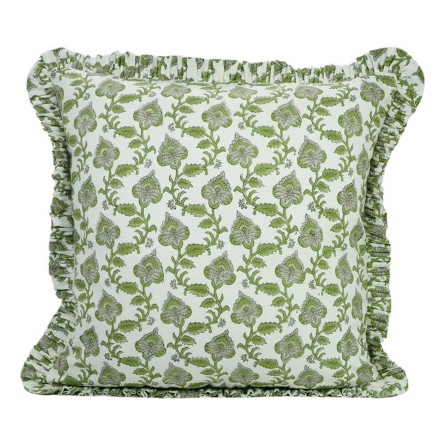 Fabdivine Artistic Block Print Frill Pillow Cover 22x22 Inch Thick Cotton White- Madhubala For Sale