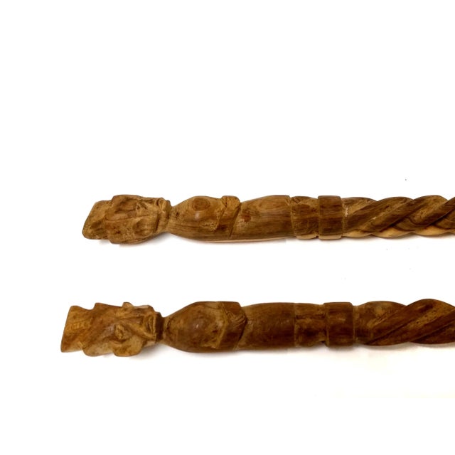 Hand Carved Wooden Serving/Decorative Spoon & Fork For Sale - Image 4 of 6