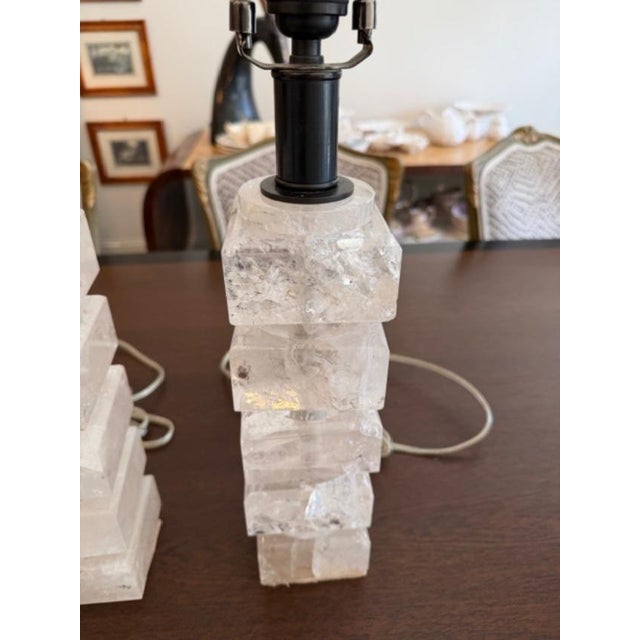 This is a pair of rock crystal lamps by Visual Comfort. I could only find the marble lamps online, and wonder if these...
