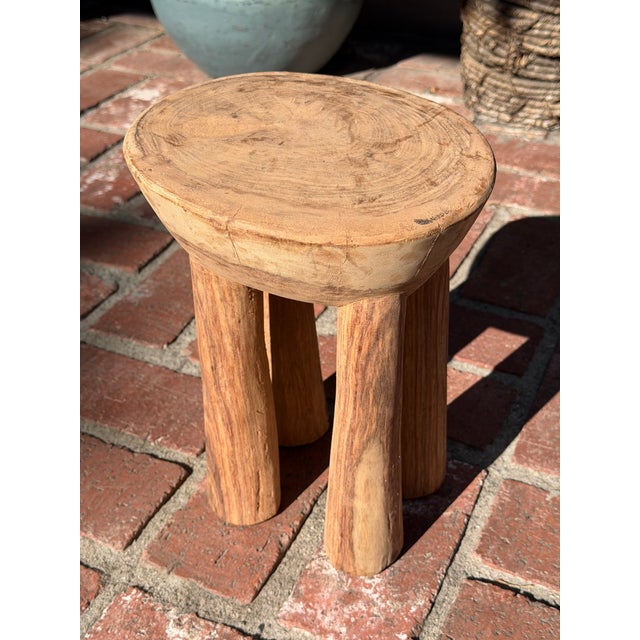 Vintage African Light Wooden Lobi Stool 12” Tall X 9 3/8” - 8 1/4” Diameter For Sale In Los Angeles - Image 6 of 6