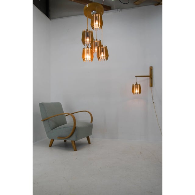 Chandelier and Wall Lamp from Drevo Humpolec, 1970s, Set of 2 For Sale - Image 12 of 13