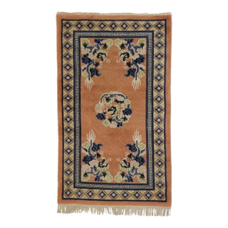 Antique Chinese Five Claw Dragon Pictorial Rug, 03'00 X 05'01 For Sale