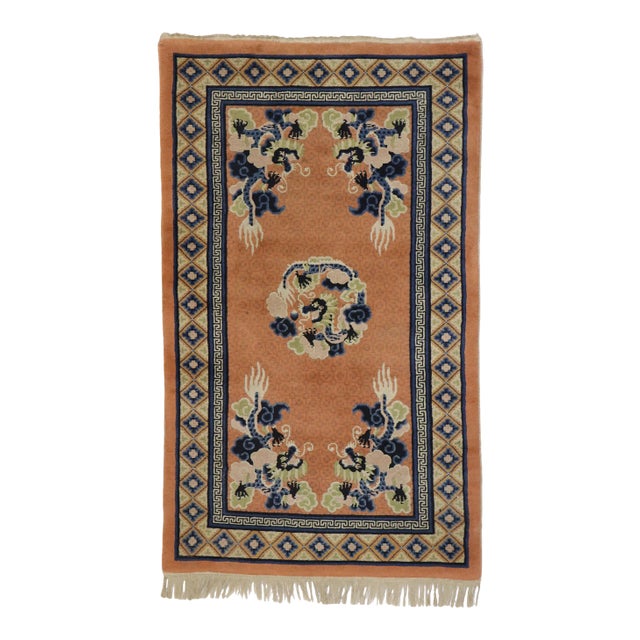 Antique Chinese Five Claw Dragon Pictorial Rug, 03'00 X 05'01 For Sale