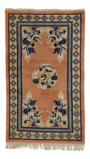 Antique Chinese Five Claw Dragon Pictorial Rug, 03'00 X 05'01