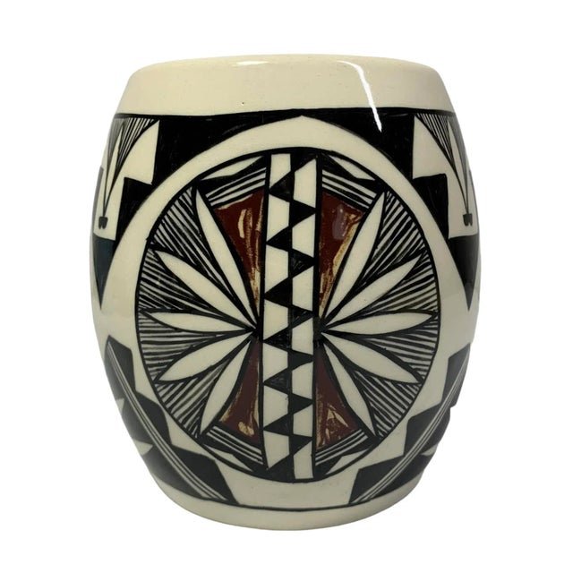 Late 20th Century Acoma Pueblo Pottery Signed C H Large Glazed Mug For Sale - Image 5 of 8