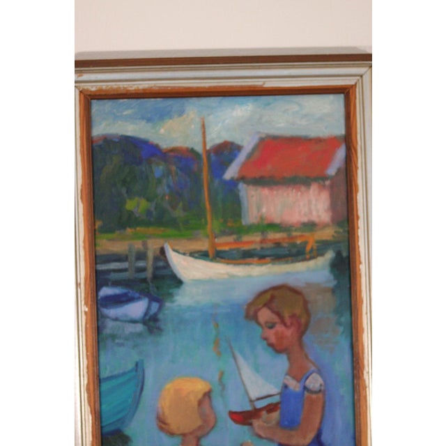 Wilhelm Sjöholm, Children Play, 1950s, Oil on Canvas For Sale - Image 11 of 18