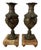 This product is a pair of antique French bronze urns Cassolettes with marble bases, dating back to around 1890. The urns...