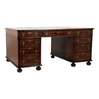 Antique English Leather Top Desk For Sale