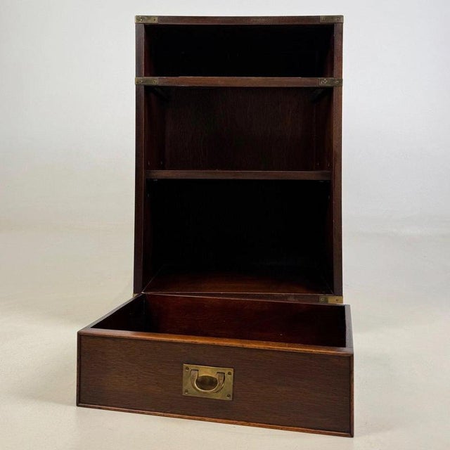 Early 20th Century Antique Campaign Style Mahogany Bookcase Cupboard For Sale - Image 11 of 14