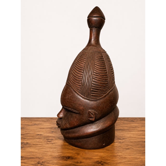 Mid 20th Century Large Senufo-Style African Helmet Mask Sculpture For Sale - Image 5 of 6