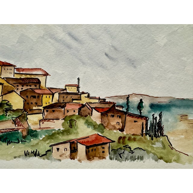 Rustic Henry Emil Salloch Original Watercolor on Paper San Gimignano, Italy. 1970. For Sale - Image 3 of 7