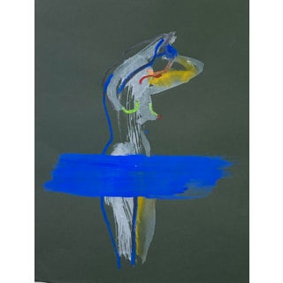 Hidden From View #7 Gesture Figurative Mixed Media Painting on Paper For Sale