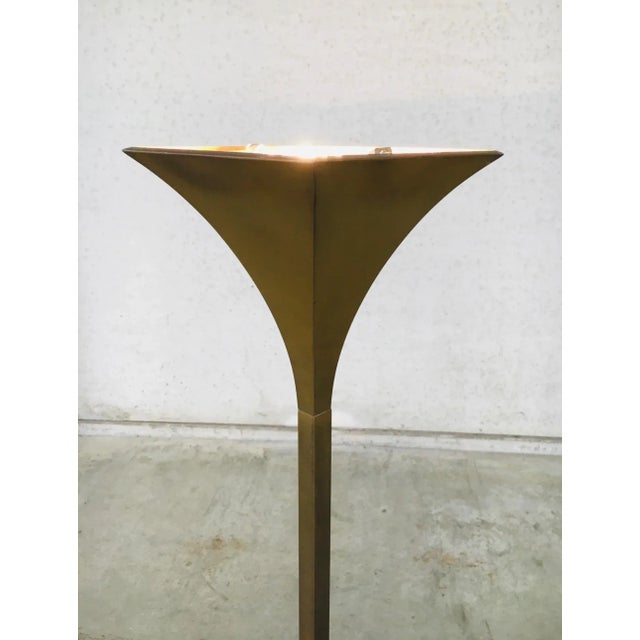 1980s Postmodern Fluted Brass Torchiere Floor Lamp from Relco, Italy, 1980s For Sale - Image 5 of 18