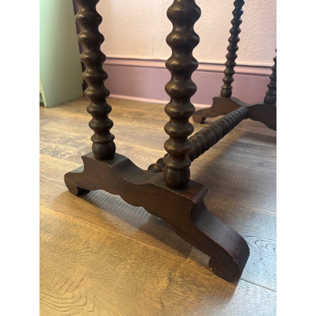 Chocolate Antique Renaissance Revival Writing Desk With Bobbin Turned Legs For Sale - Image 8 of 15