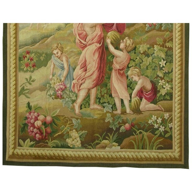 Traditional Vintage Tapesrty Depicting Family Mid Harvest For Sale - Image 3 of 9