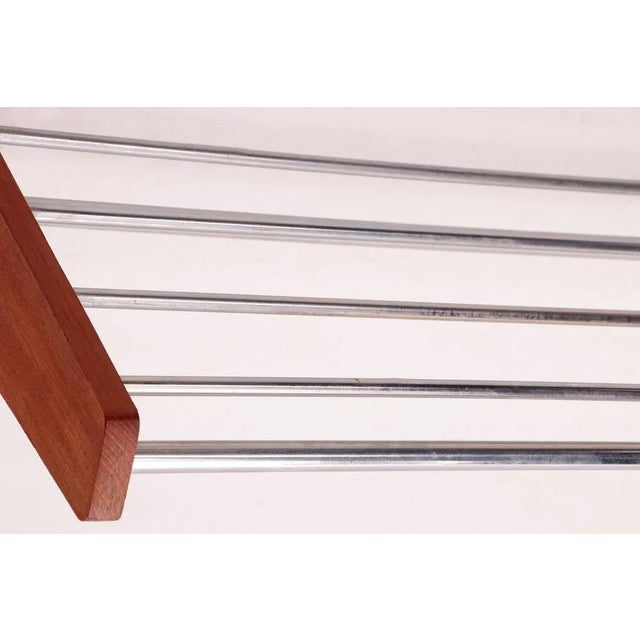 Brown Danish Teak Wall Coat Rack with Chrome Hooks, 1960s For Sale - Image 8 of 11