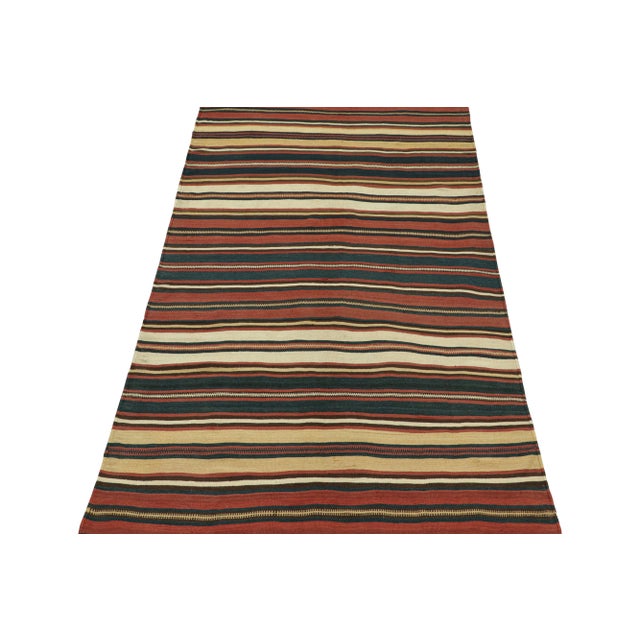 1950s 1950s Vintage Persian Jajim Kilim in Red, Blue & White Patterns by Rug & Kilim For Sale - Image 5 of 8