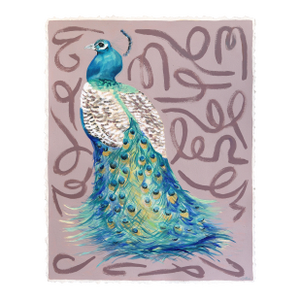 Impressive Plumage - Peacock Portrait Mixed Media Painting on Paper Original Artwork by Kellie Newsome