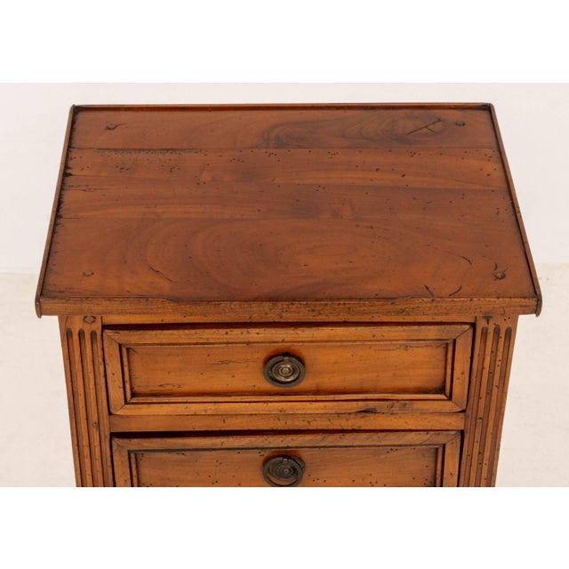 Brown Louis XVI Style Fruitwood Bedside Tables, Pair For Sale - Image 8 of 8
