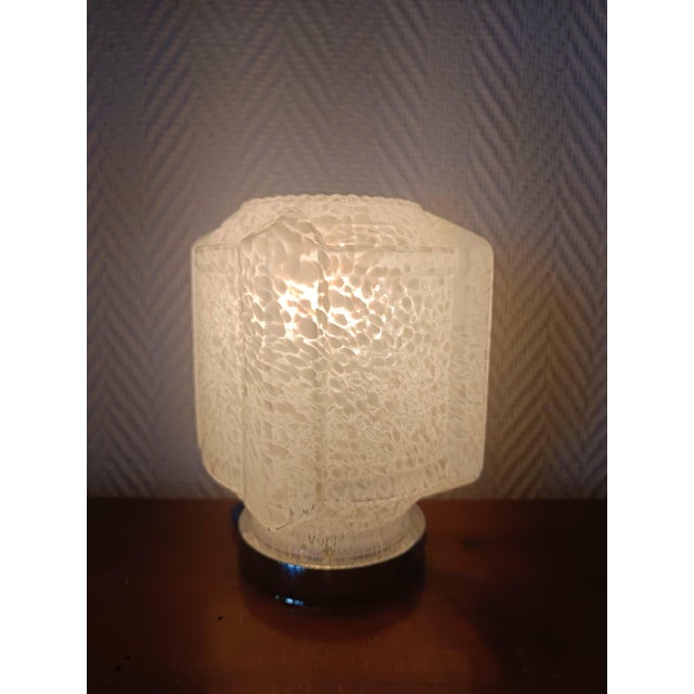 Blue Art Deco Table Lamp with Clichy Glass, 1950s For Sale - Image 8 of 12