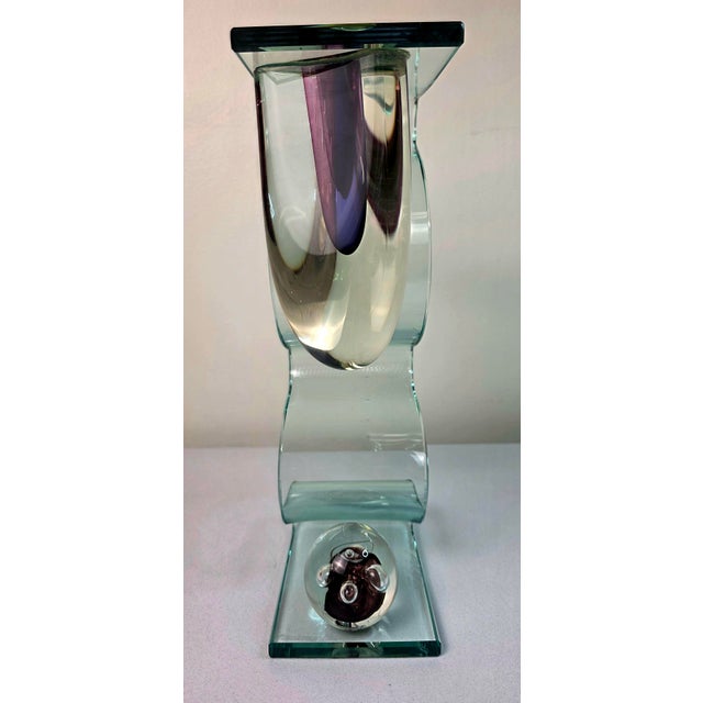 Vintage Steven Brewster Signed Postmodern Studio Art Glass Ribbon Sculpture "Meltdown" For Sale In Tampa - Image 6 of 13