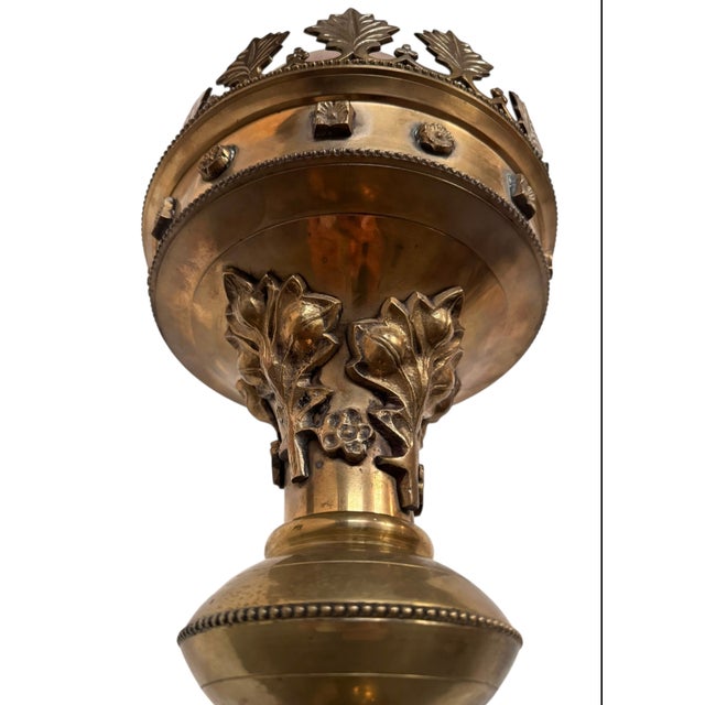 Gothic Monumental Gothic Revival Brass Floor Candlestick, Circa 1900 For Sale - Image 3 of 12
