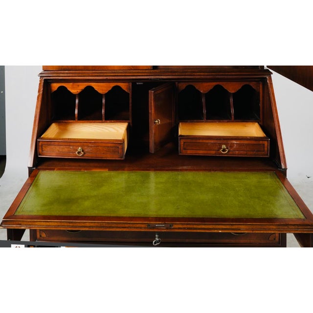 Late 20th Century Stunning Federal Style Mahogany Two-Part Secretary Bookcase | Inlaid Drop Front Desk | Like New Condition For Sale - Image 4 of 13