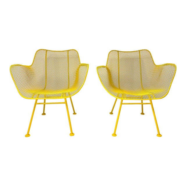 1950s Pair of Yellow "Sculptura" Collection Chairs by Russell Woodard For Sale