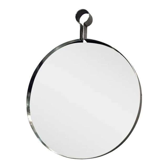 Mid-Century Italian Modern Steel Circular Mirror, 1970s For Sale