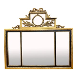 Large Labarge Regency Style Giltwood Triple Beveled Mirror For Sale